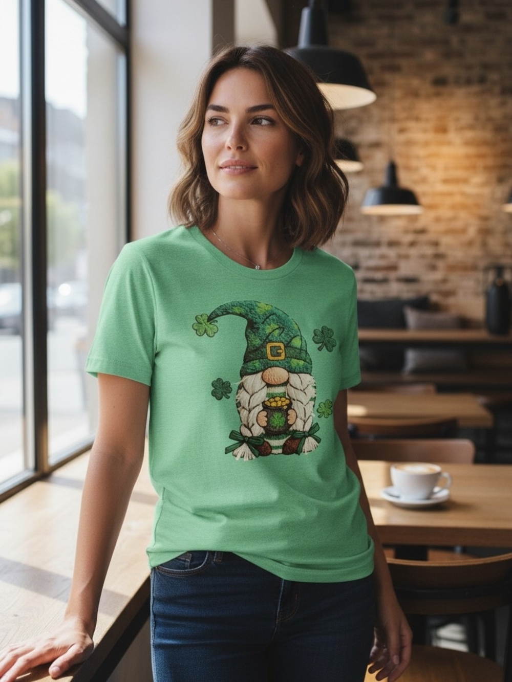St. Patrick's Day Gnome Short Sleeve Tee - Green